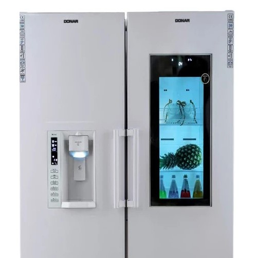 یخچال فریزر دوقلو دونار مدل D21 درب شیشه ای و یخساز اتومات سفید